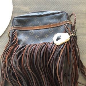 Authentic Louis Vuitton repurposed crossbody bag from Vintage Boho Bags